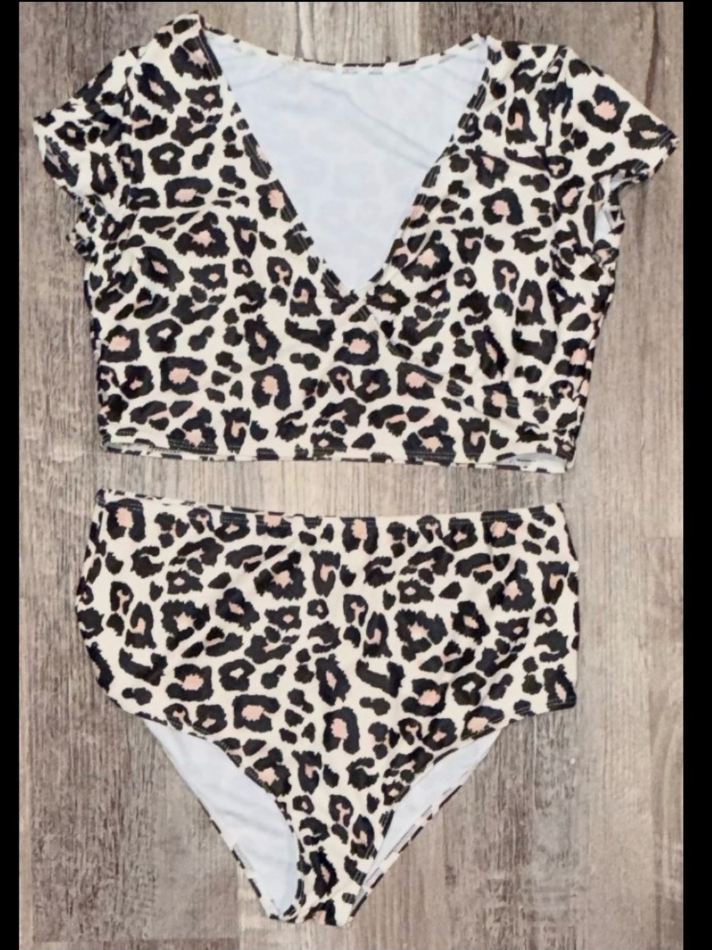 Shein Cheetah Print Two Piece Bikini Swimsuit Size Large